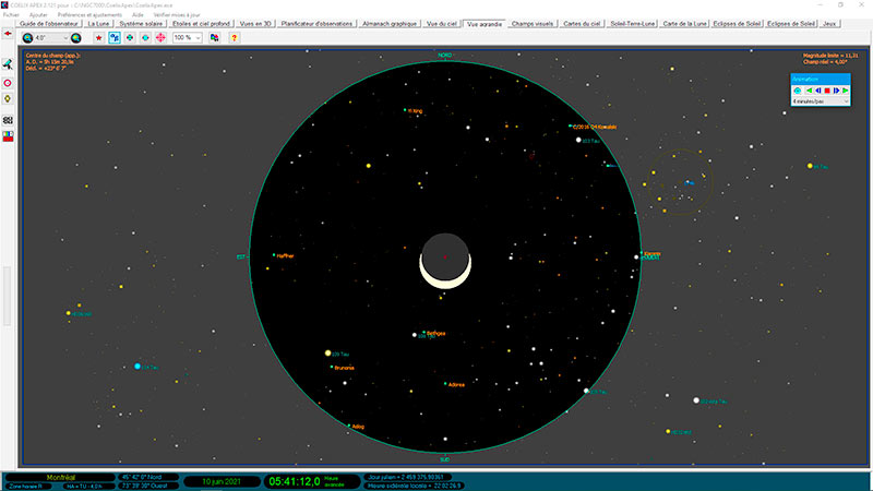 L'eclipse du 10 Juin simulée dans le logiciel COELIX
